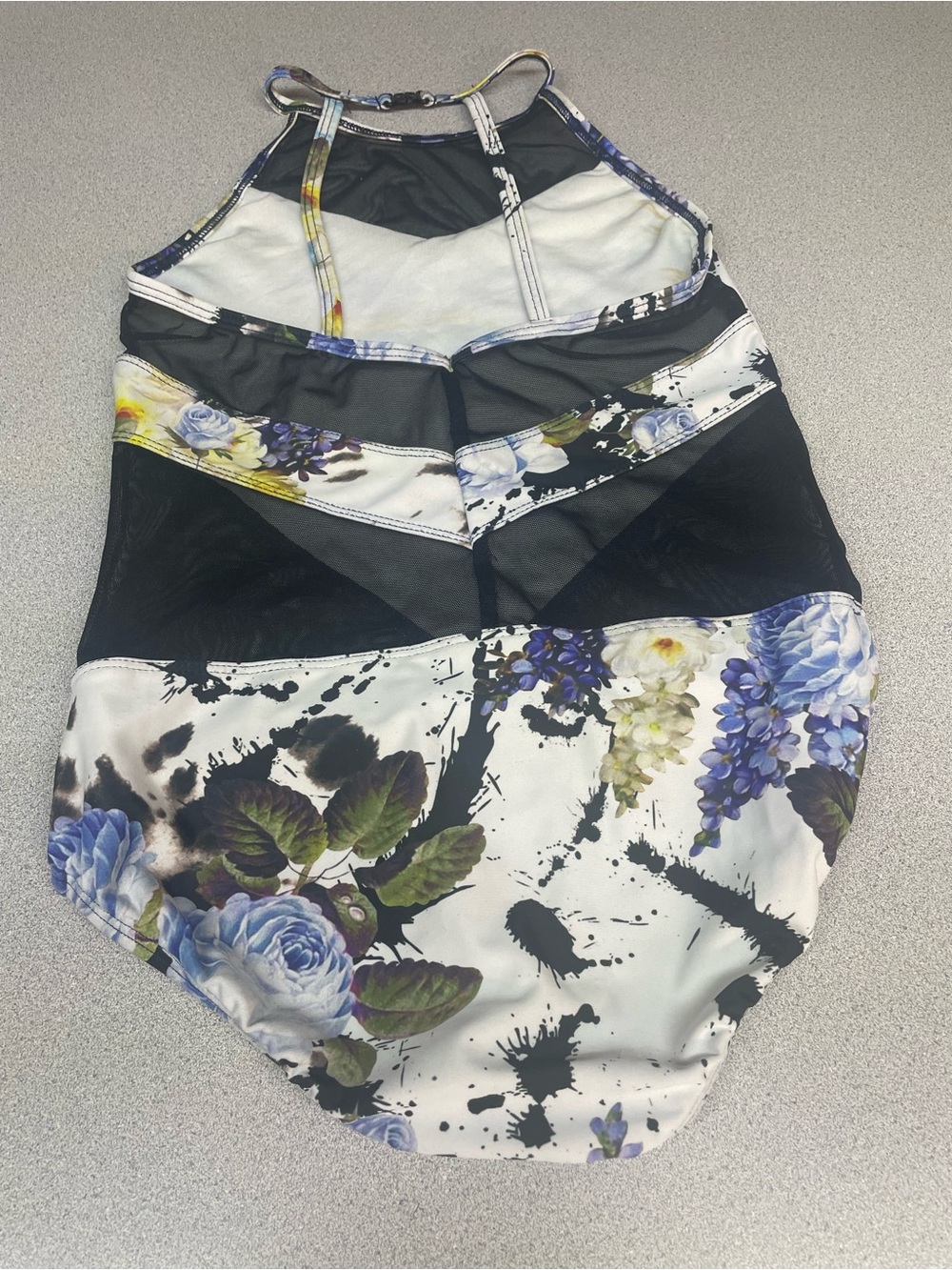 Floral Black & White Mesh Panel Skirt